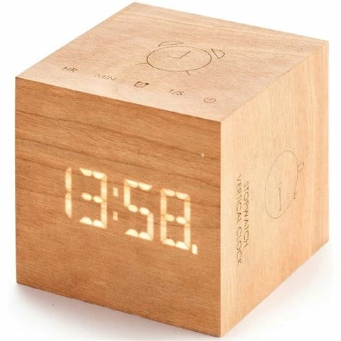 Gingko - Cube Plus Clock Natural Cherry 3 Gingko - Cube Plus Clock Natural Cherry