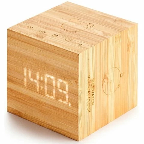 Gingko - Cube Plus Clock Natural Bamboo 3 Gingko - Cube Plus Clock Natural Bamboo