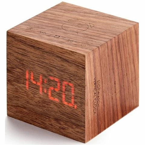 Gingko - Cube Plus Clock Natural Walnut 3 Gingko - Cube Plus Clock Natural Walnut