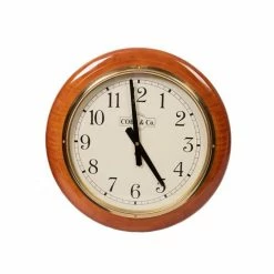 Cobb & Co. - Railway Clock W/Gloss Oak Finish Small 28cm