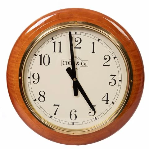 Cobb & Co. - Railway Clock W/Gloss Oak Finish Large 40cm 3 Cobb & Co. - Railway Clock W/Gloss Oak Finish Large 40cm