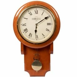 Cobb & Co. - Pendulum Railway Clock W/Oak Finish Med 55cm