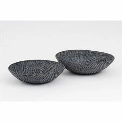 Rattan - Fruit Bowl Set Black Wash 2pce