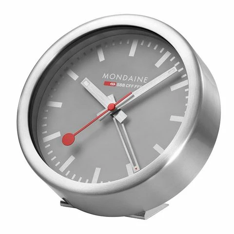 Mondaine - Official Swiss Railways Alarm Clock Grey 13cm 3 Mondaine - Official Swiss Railways Alarm Clock Grey 13cm