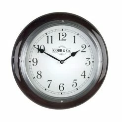 Cobb & Co. - Railway Clock W/Gloss Mahogany Finish Med 32cm