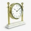Flair Decor - Round Column Gold Toned Clock W/White Marble Base 2 Flair Decor - Round Column Gold Toned Clock W/White Marble Base -Profile Shop 196823 Large