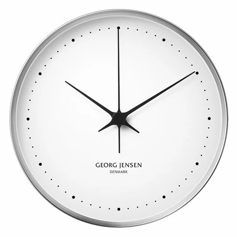 Georg Jensen - Koppel Clock White With Steel Border 30cm 3 Georg Jensen - Koppel Clock White With Steel Border 30cm