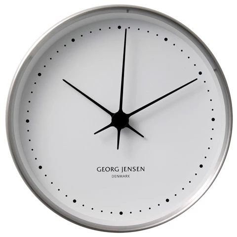 Georg Jensen - Koppel Clock White With Steel Border 10cm 3 Georg Jensen - Koppel Clock White With Steel Border 10cm