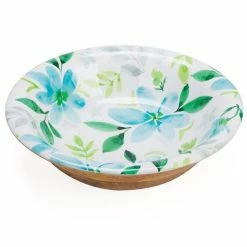Industrial Luxe - Mango Wood Bowl Petals Medium Blue