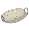Flair Decor - Polka Dot Grey & Cream Oval Bowl W/Handles -Profile Shop 588777 Large